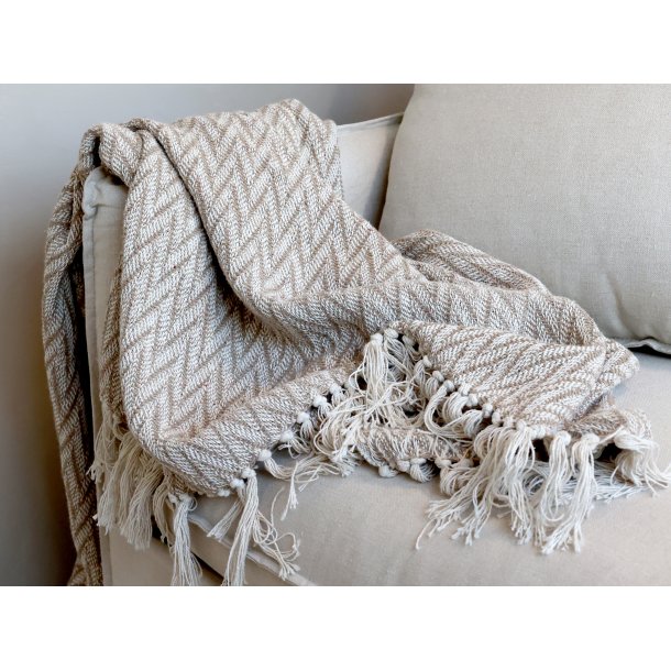  Aix Plaid af overskudsgarn, L150/B130 cm latte