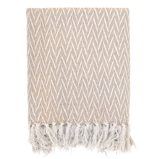  Aix Plaid af overskudsgarn, L150/B130 cm latte