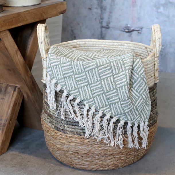  Aix Plaid af overskudsgarn, L150/B130 cm verte og creme