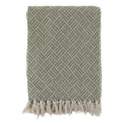  Aix Plaid af overskudsgarn, L150/B130 cm verte og creme