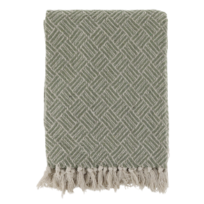  Aix Plaid af overskudsgarn, L150/B130 cm verte og creme