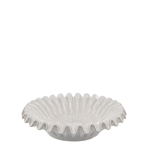  Fad m. rillet kant, H10,5/�44 cm antique creme