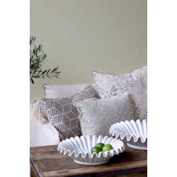 Fad m. rillet kant, H8,5/�35 cm antique creme