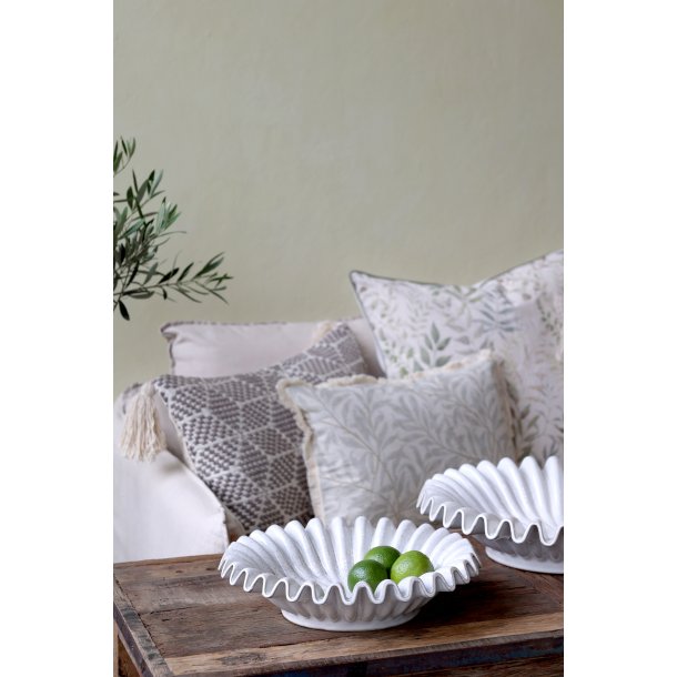 Fad m. rillet kant, H8,5/�35 cm antique creme
