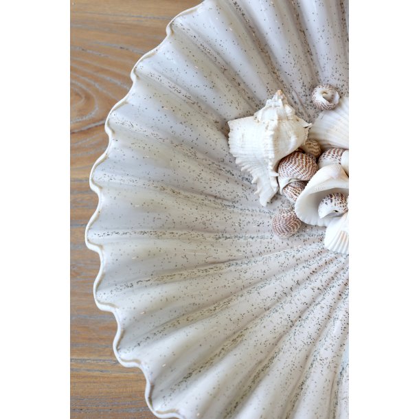 Fad m. rillet kant, H8,5/�35 cm antique creme