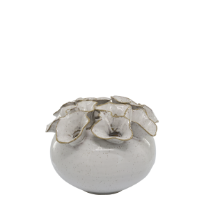 Vase m. 12 huller til blomster, H15/�21 cm antique creme