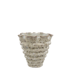 Vase m. riller, H21/�21,5 cm antique creme