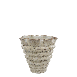 Vase m. riller, H21/�21,5 cm antique creme
