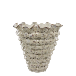 Vase m. riller, H30/�30 cm antique creme