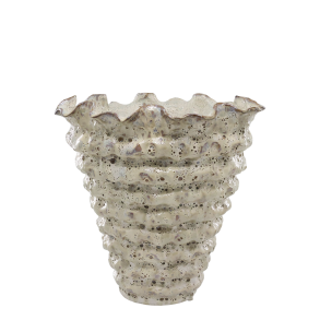 Vase m. riller, H30/�30 cm antique creme