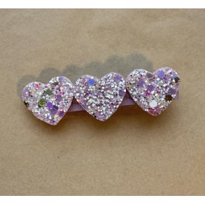 Hrklemme - Glitter hjerter Lilla