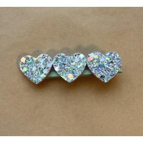Hrklemme - Glitter hjerter Bl