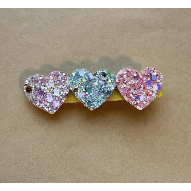 Hrklemme - Glitter hjerter Mix