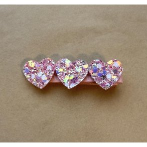 Hrklemme - Glitter hjerter Lyserd